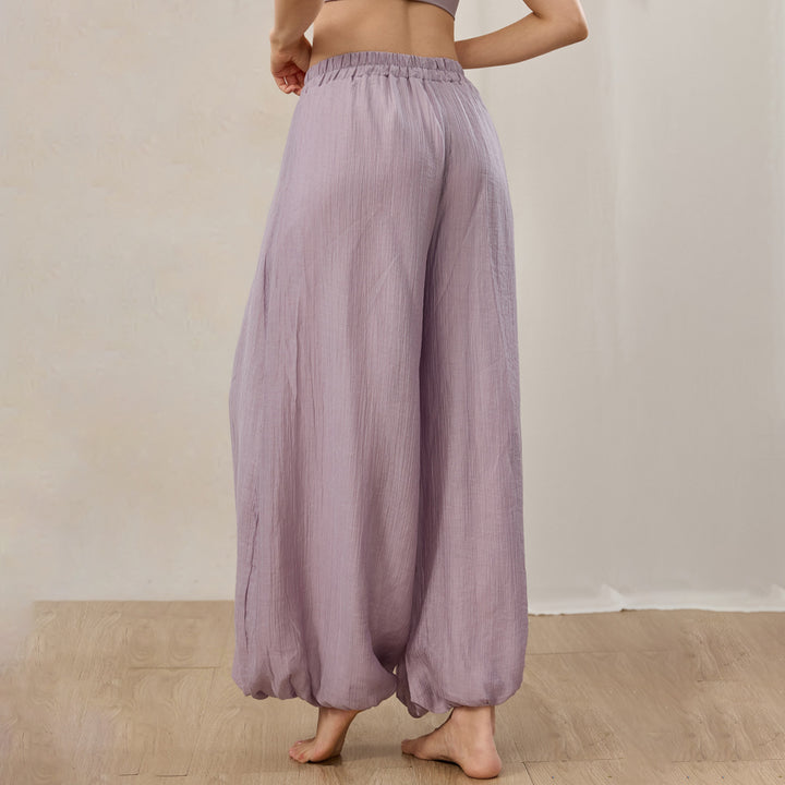 Yoga Harem Pants Women Elastic Waist Casual Yoga Pants Boho Flowy Hippie Trousers for Workout Sports Dance like-minded