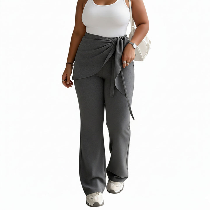 Womens Flare Leggings High Waist Skirted Yoga Leggings Casual Fake Two Piece Tie Front Pants for Fitness kindly