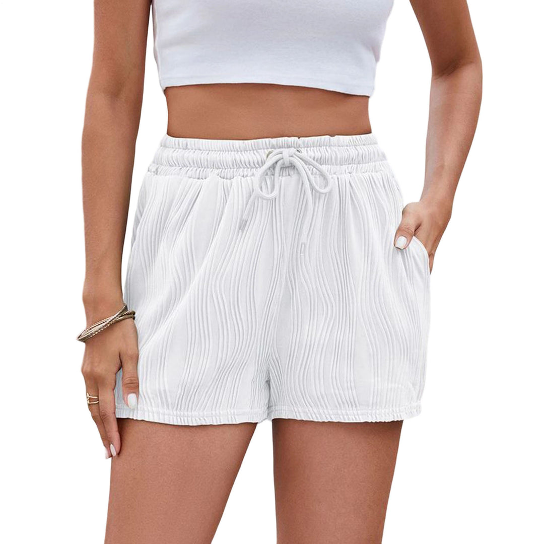 Womens Elastic Waist Shorts Drawstring Loose Elastic Waist Shorts with Pockets Textured Bottoms for Beach charitable