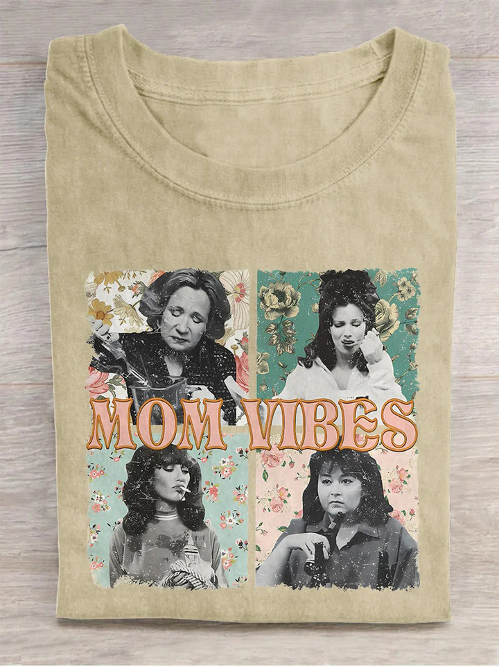 Vintage 90s Mom Vibes Mother's Day Crew Neck T-shirt