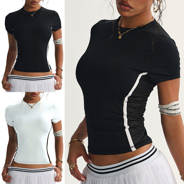 Workout T Shirts for Women Crewneck Slim Fit Workout Athletic Tees with Built-in Pads for Exercise Running capable