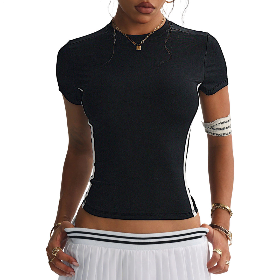 Workout T Shirts for Women Crewneck Slim Fit Workout Athletic Tees with Built-in Pads for Exercise Running capable