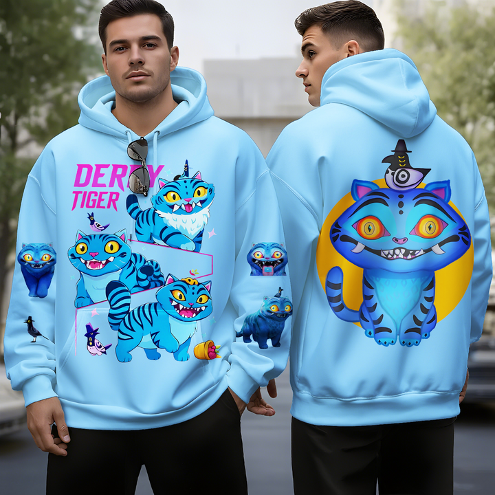 Demon Hunter Tiger Unisex Long Sleeve Hooded Pocket Sweatshirt