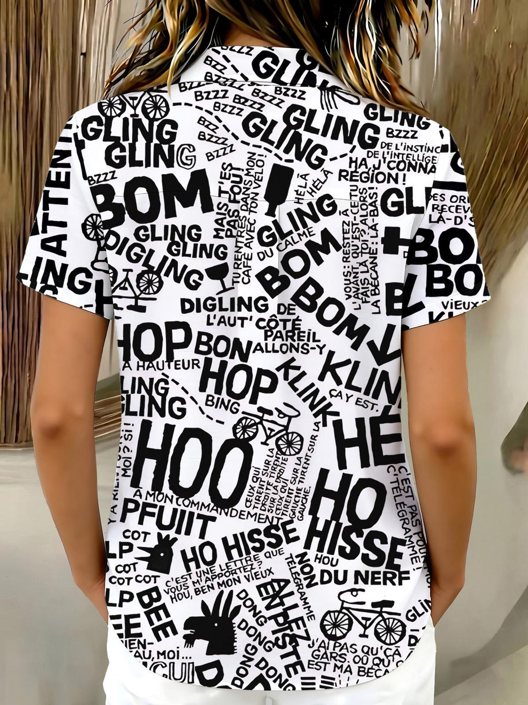 Letter Print Women's Short Sleeve Shirts