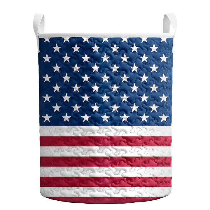 American Flag Laundry Basket Quilted Summer Holiday Basket Large Laundry Hamper with Handles for Bedroom adorable