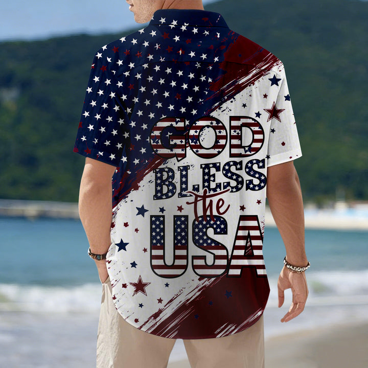 Patriotic Button Up Shirts For Men 250 Years Flag Lapel Short Sleeve Casual Trendy Hawaiian Shirts for Travel respectable