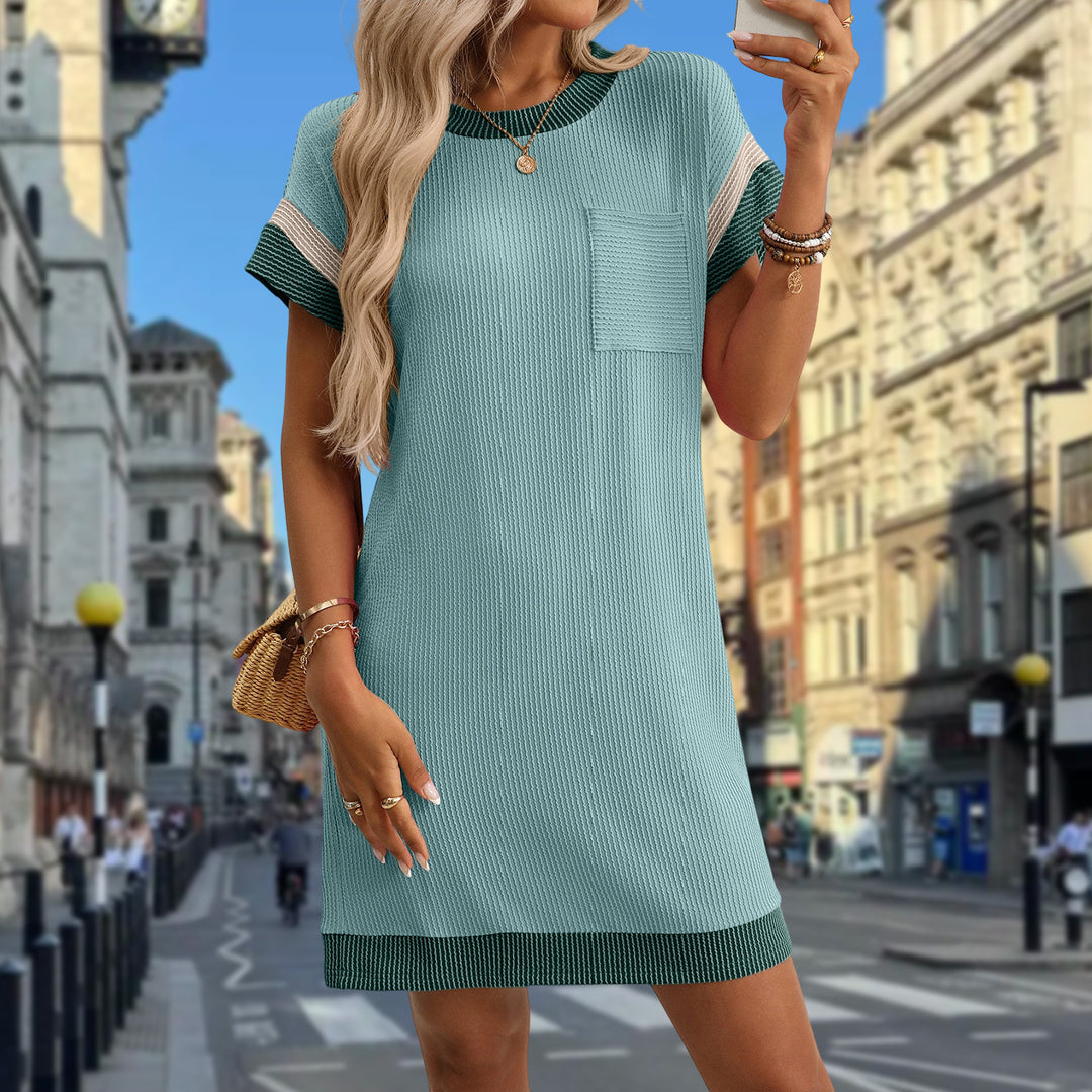Womens Tshirt Dress Round Neck Casual Summer Ribbed Knit Tunic Tshirt Fashion Dresses for Daily Wear Work adorable
