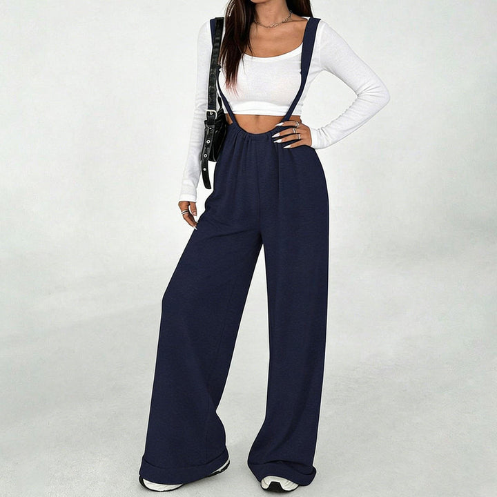 Womens Suspender Pants High Waisted Casual Sleeveless Jumpsuit Baggy Wide Leg Suspender Overalls for Travel classy