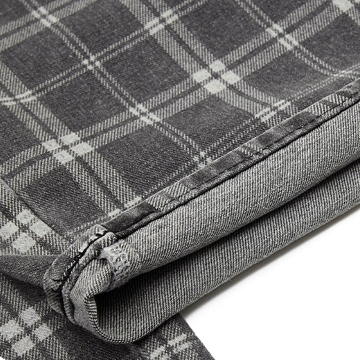 Wide Leg Plaid Pants Woman Wide Leg Lounge Mid Waist Pants Unisex Loose Trousers with Pockets Streetwear frugal