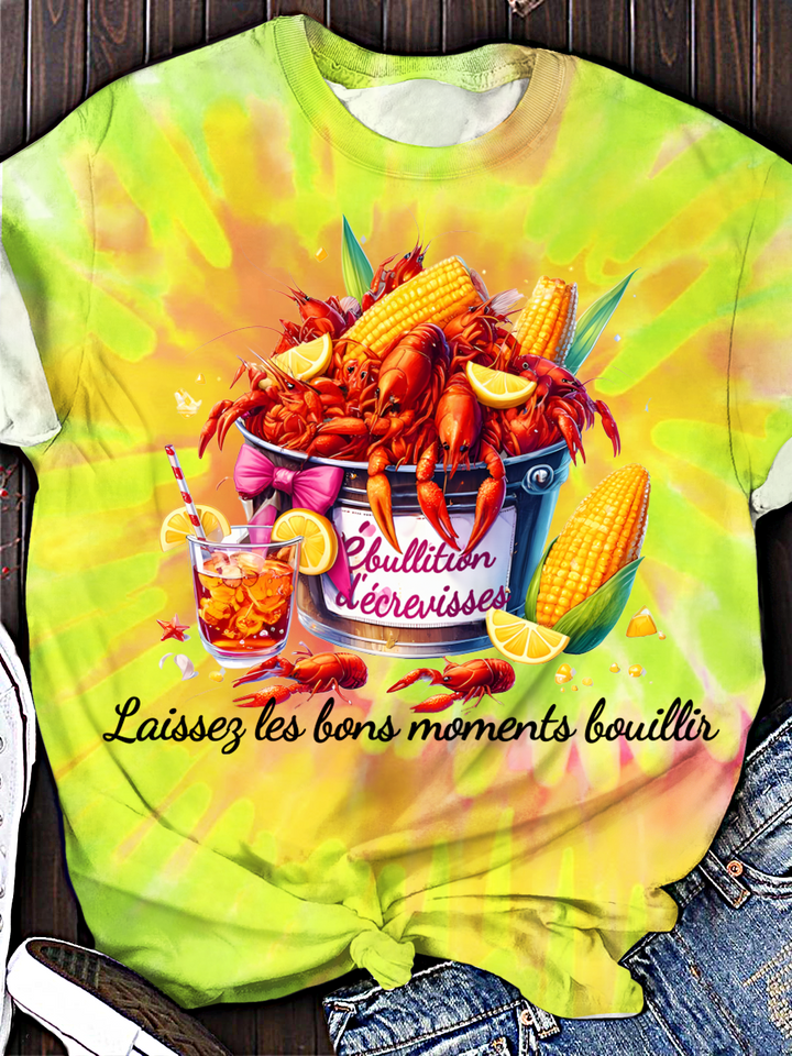 ébullition D'écrevisses Laissez Les Bons Moments Bouillir Crew Neck T-shirt