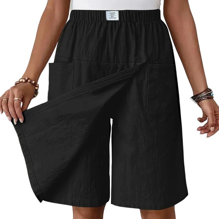 Womens Skorts with Pockets Wrap Summer Casual Bermuda Shorts Elastic Waist Wide Leg Skorts for Running Sports regular