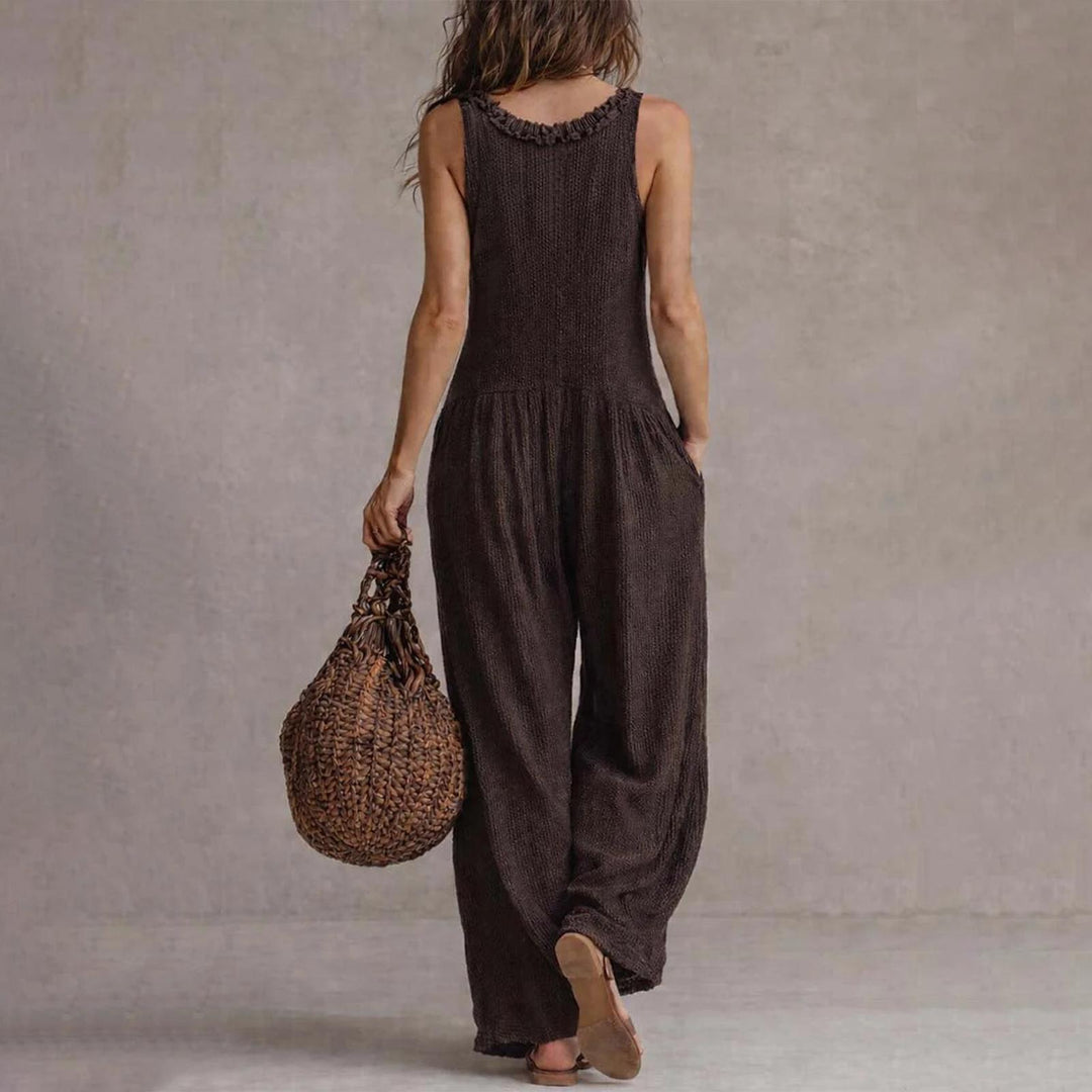 Sleeveless Jumpsuits for Women Button Down Wide Leg Baggy Jumpsuits V Neck Summer Trendy Outfits for Date classical