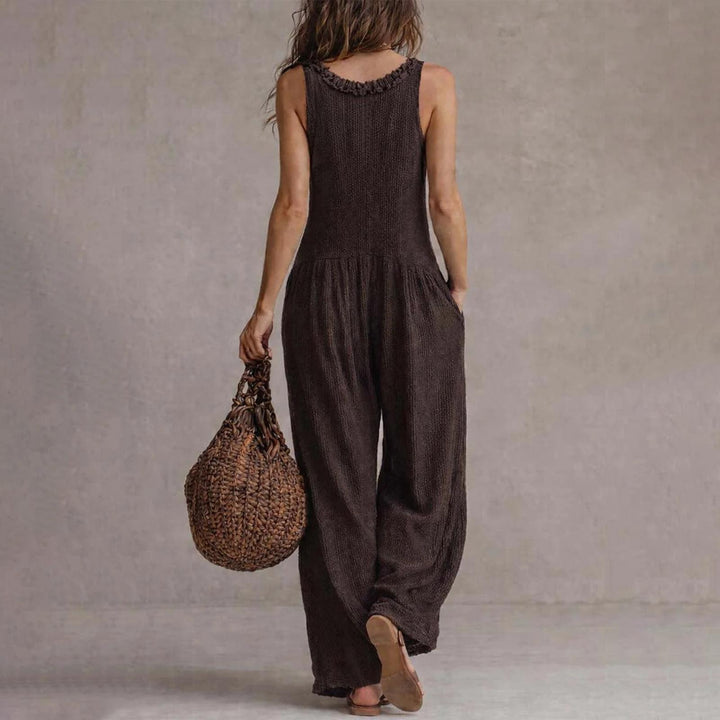 Sleeveless Jumpsuits for Women Button Down Wide Leg Baggy Jumpsuits V Neck Summer Trendy Outfits for Date classical
