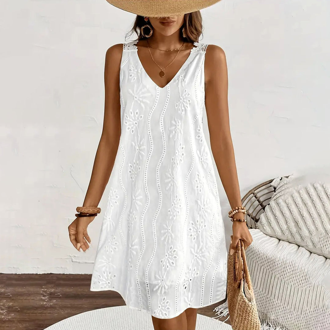 Womens Tank Dress V Neck Flower Vacation Midi Dresses Loose Fit Fashion Clothes for Vacation Beach Travel dependable