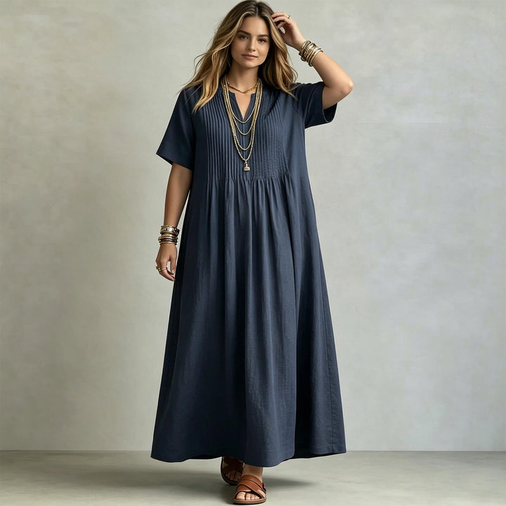 Short Sleeve Maxi Dress V Neck Short Sleeve Casual Long Dresses Loose Summer Clothes for Vacation Dating welcoming