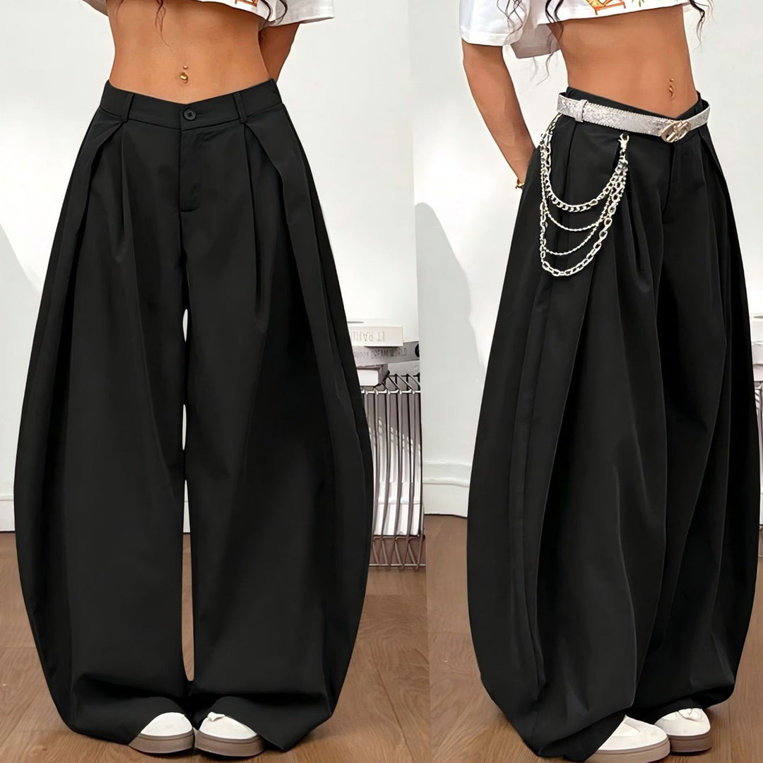 Baggy Pants Women Low Rise Pleated Barrel Cargo Oversized Wide Leg Casual Trousers Streetwear for Travel well-liked