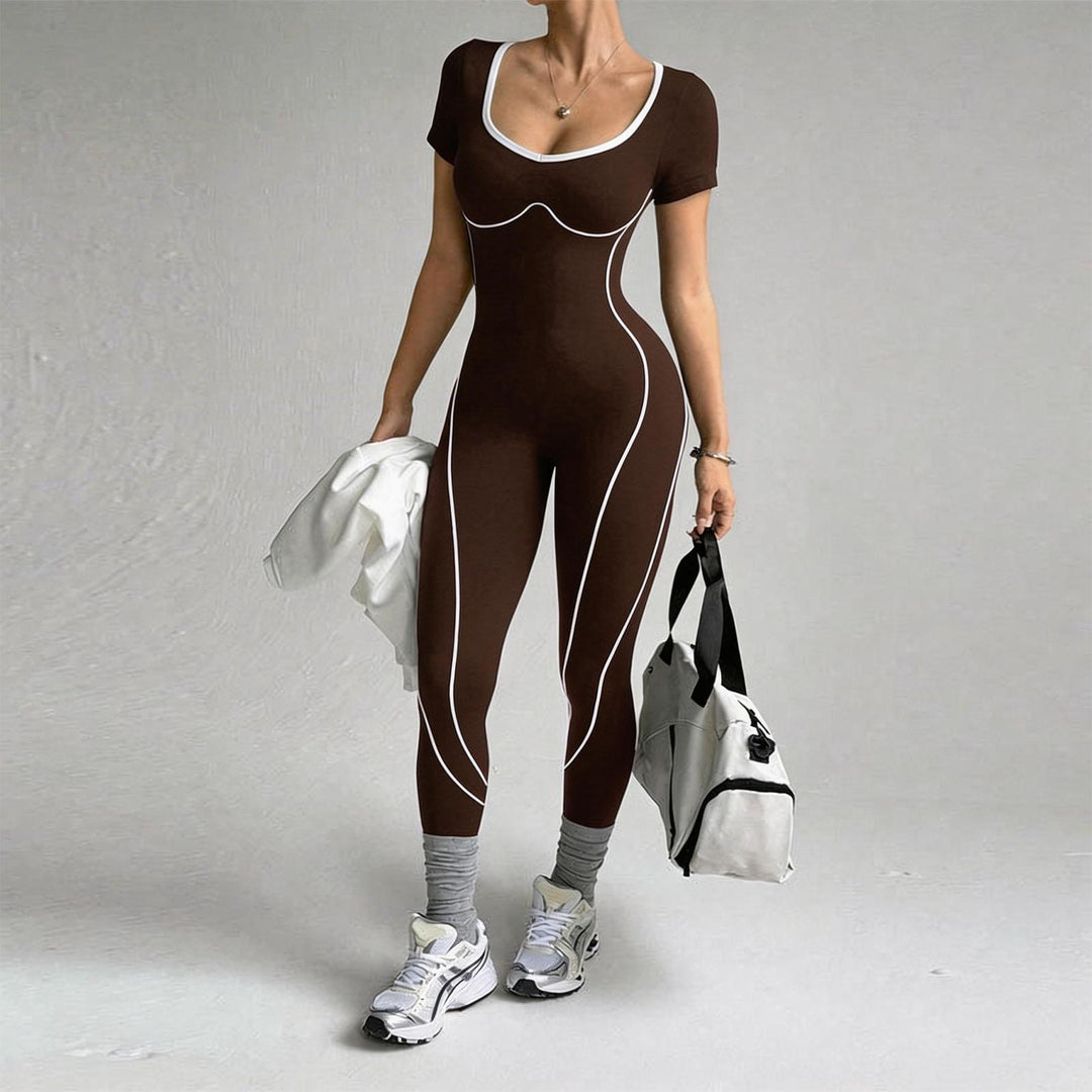 Gym Jumpsuits for Women Butt Lift Short Sleeve Workout Jumpsuit Seamless Long Bodysuits for Home Fitness bearable