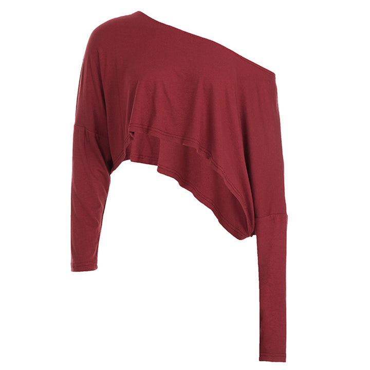 Off The Shoulder Crop Tops for Women Long Sleeve Slouchy Off The Shoulder Top Loose Casual T Shirt for Dating proficient