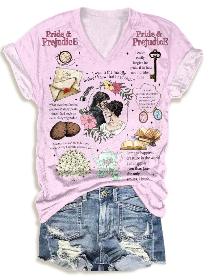 Pride And Prejudice Quotes V-neck T-Shirt