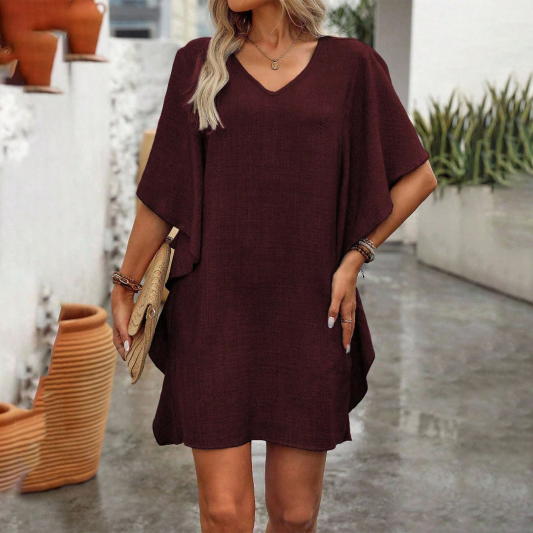 V Neck Ruffle Dress Summer Fashion Ruffle Short Sleeve Casual Shift Dress for Beach Vacation Daily Wear gifts