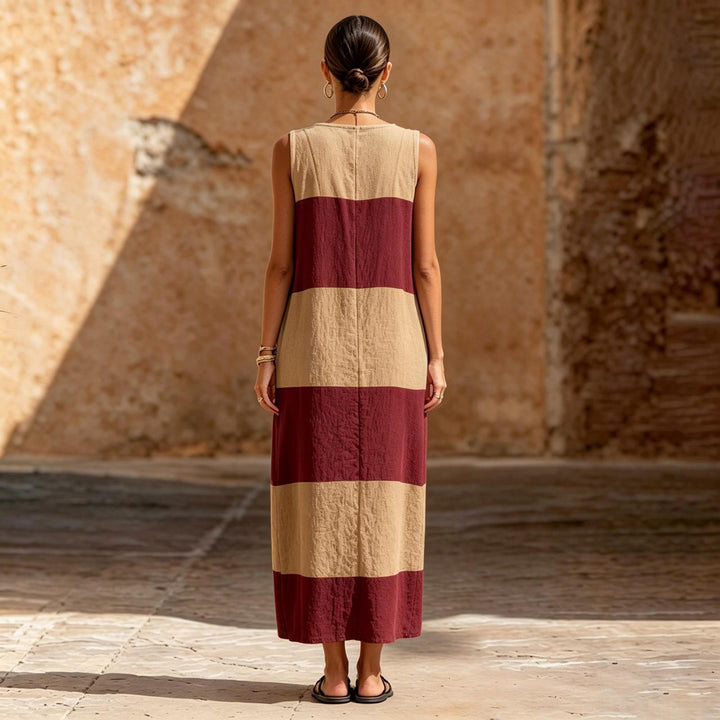 Sleeveless Dress for Women Striped Summer Vacation Beach Cover Up Sleeveless Tank Dress for Travel Dating sturdy