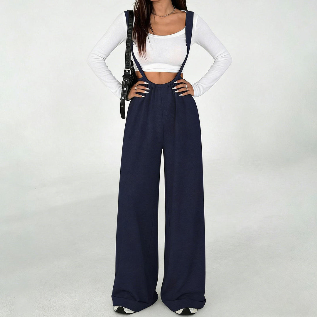 Womens Suspender Pants High Waisted Casual Sleeveless Jumpsuit Baggy Wide Leg Suspender Overalls for Travel classy