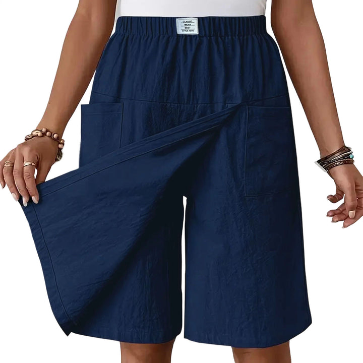 Womens Skorts with Pockets Wrap Summer Casual Bermuda Shorts Elastic Waist Wide Leg Skorts for Running Sports regular