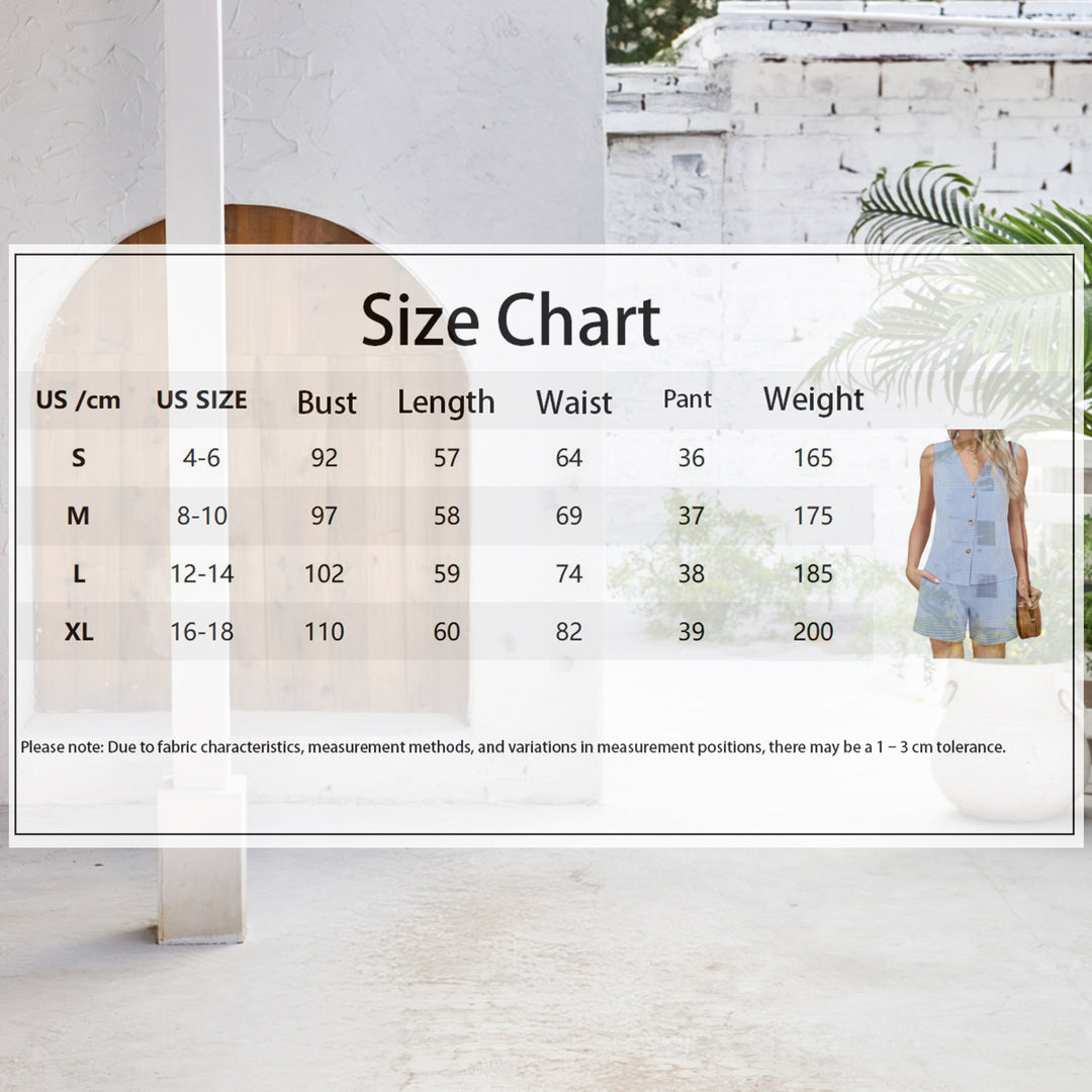 2 Piece Shorts Set for Women Plaid Print Button Down Tank Top and Shorts Outfits Summer Loungewear for Travel compatible