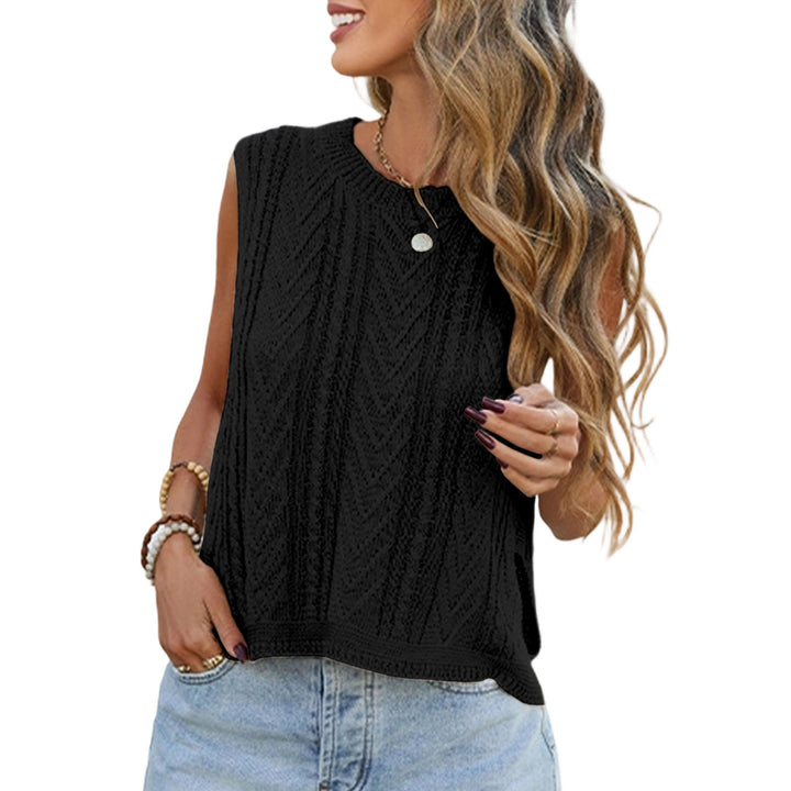 Knit Sleeveless Tops for Women Crew Neck Casual Cable Knit Tank Tops Solid Summer Sleeveless Shirt Daily Wear successful