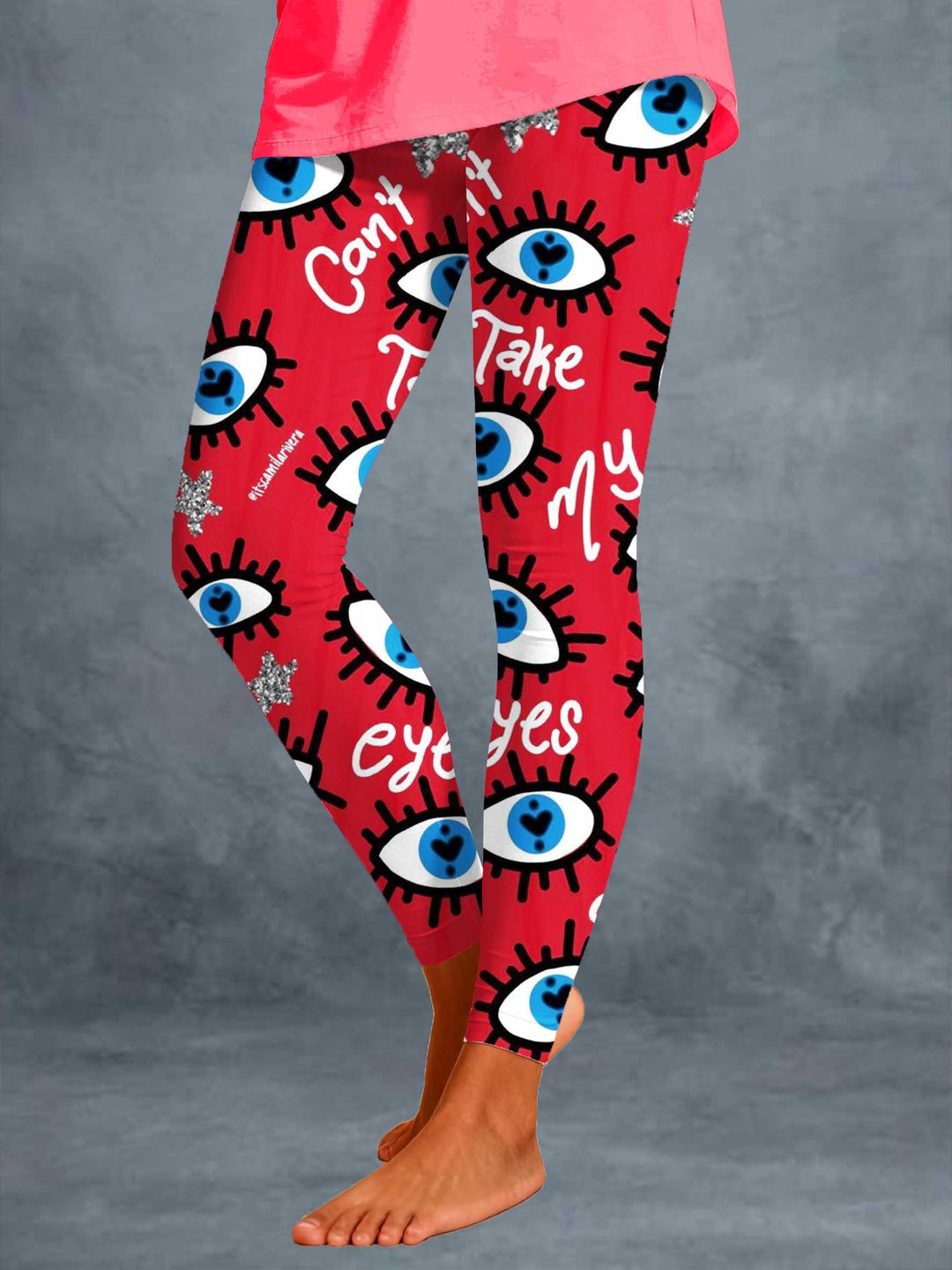 Funny Red Bottom Blue Eyes Printed Leggings
