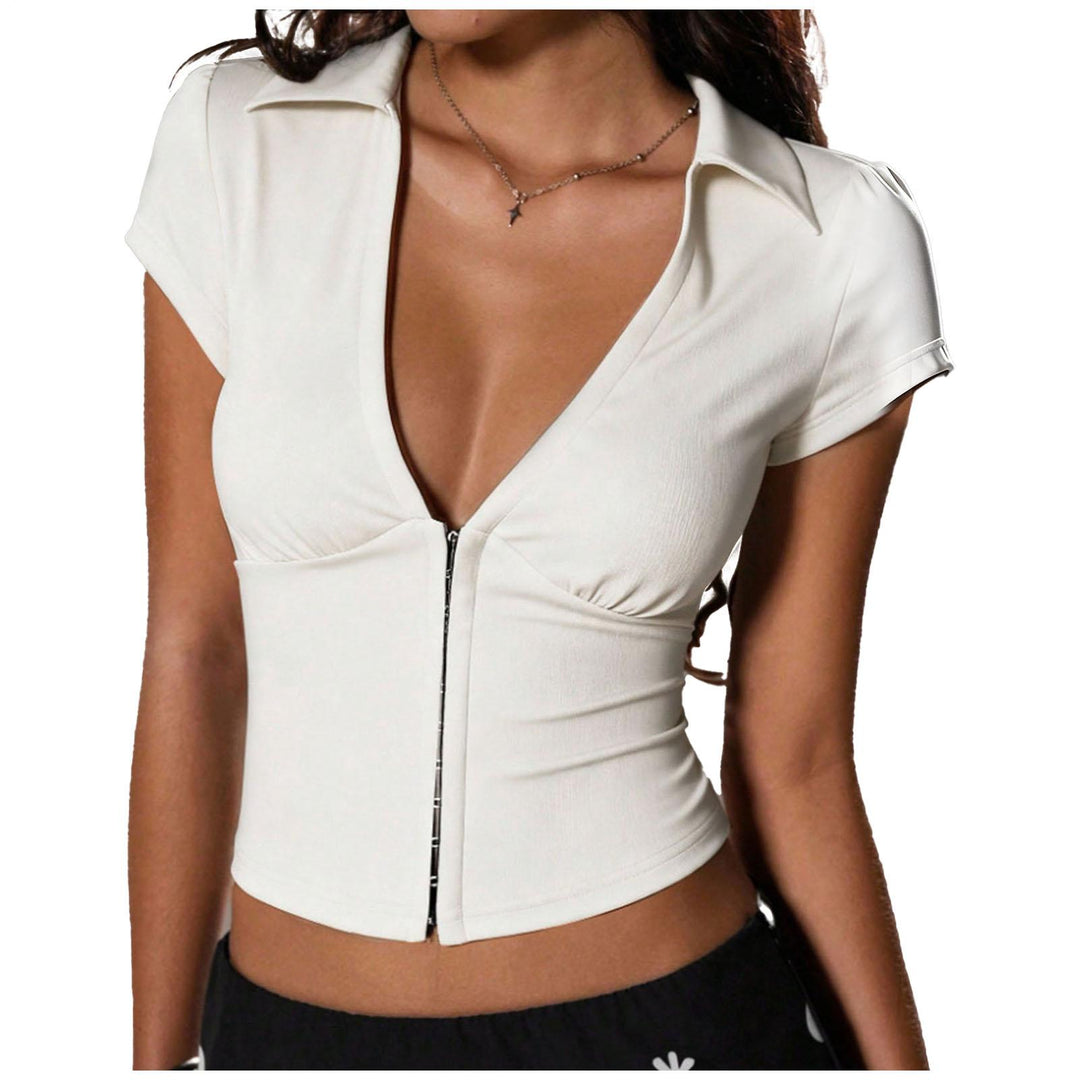 Low Cut Womens Tops Deep V Neck Slim Fit Short Sleeve Corset Tops Sexy Summer Going Out Shirts for Party Club expert