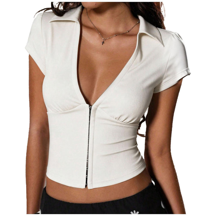 Low Cut Womens Tops Deep V Neck Slim Fit Short Sleeve Corset Tops Sexy Summer Going Out Shirts for Party Club expert