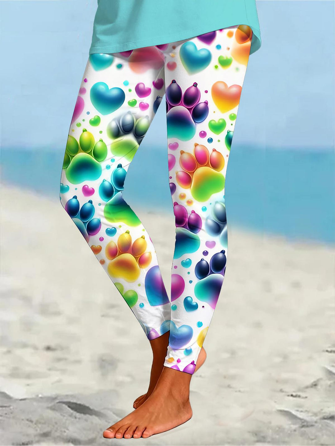 Colorful Paw Print Women's Leggings
