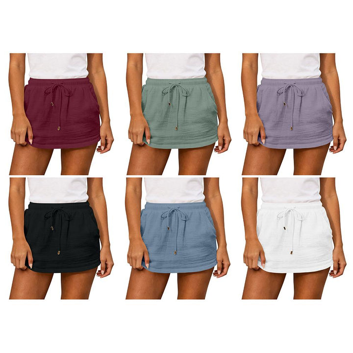 Womens Skorts with Pockets Elastic Waist Tie Summer Mini Fashion Solid Pants Skirts with Pocket for Travel safety