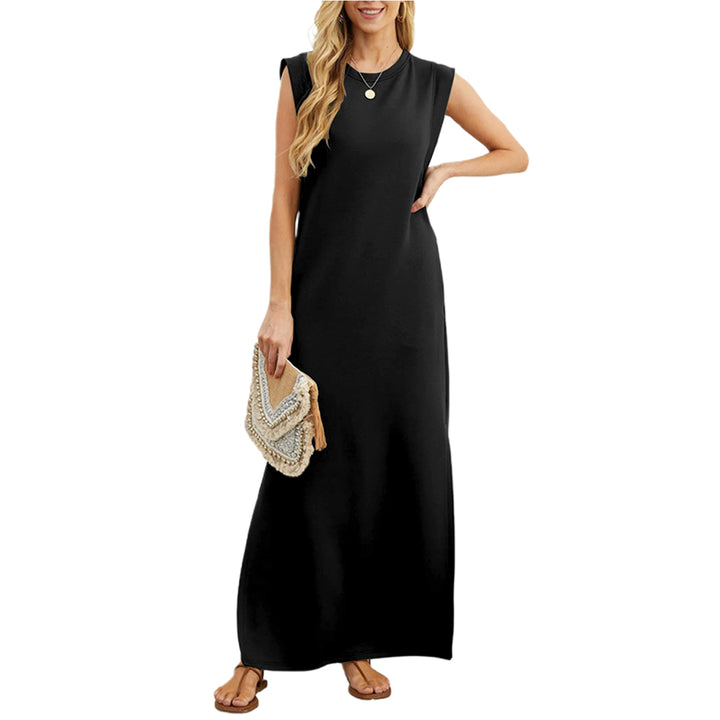Tank Maxi Dress Sleeveless Solid Color Maxi Dress Loose Fit Side Slit Sundress for Fashionable Daily Wear Vacation Dating classy