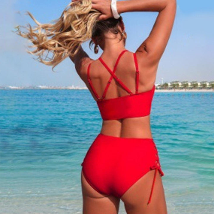 Womens Bikini Swimsuits Twist Front Bikini Swimsuit Sexy V Neck Lace Up Two Piece Bathing Suit for Vacation modern