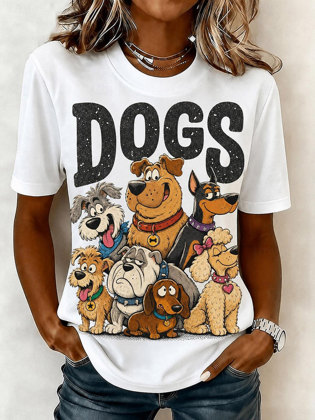 Animal Print Women's Short Sleeve Crew Neck T-shirt