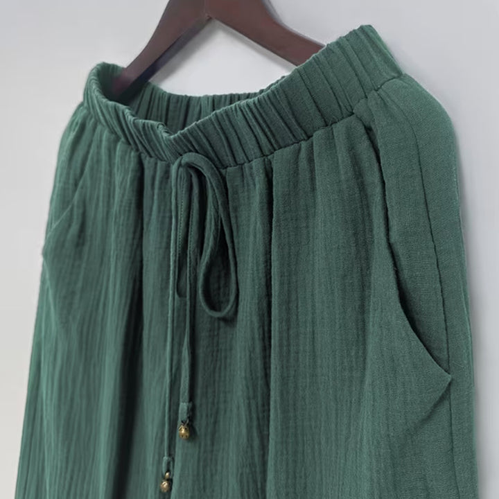 Harem Pants for Women Cotton Summer Boho Slacks with Pockets Lounge Drawstring Pants for Vacation Beach refined