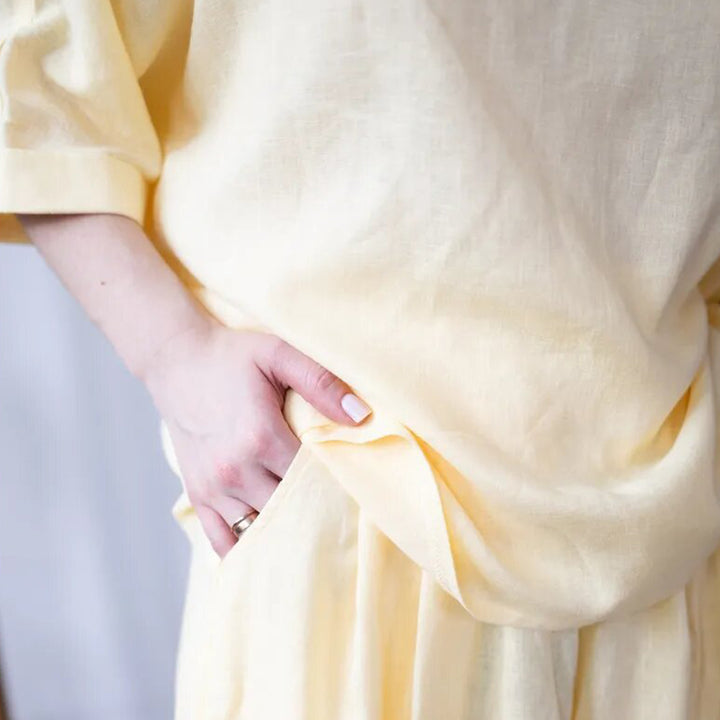 Matching Skirt Set Two Piece Linen 3/4 Sleeve Top with Flowy Skirt Summer Lounge Outfits for Going Out Travel delightful