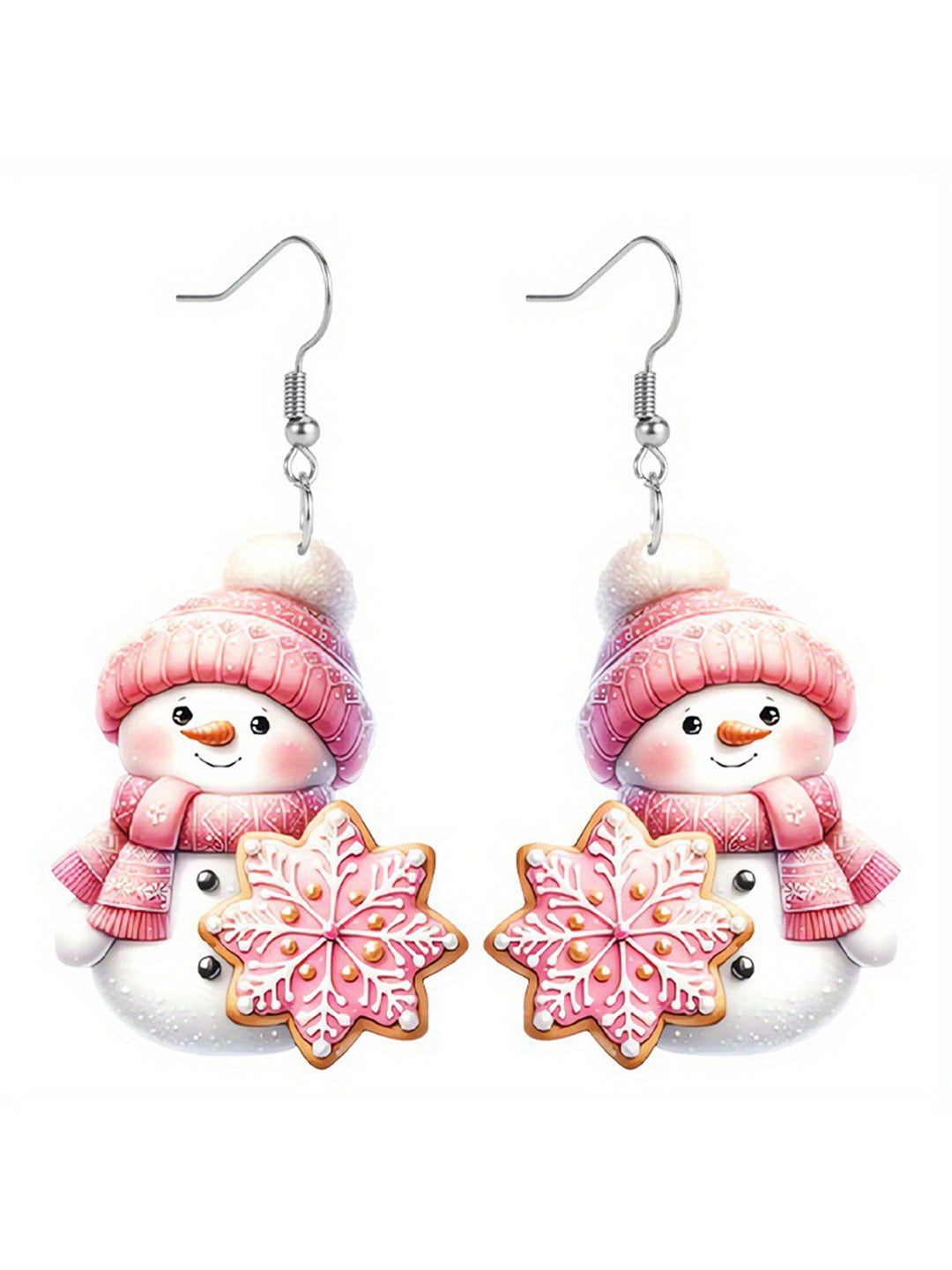 Sequin Acrylic Cartoon Christmas Snowman Earrings