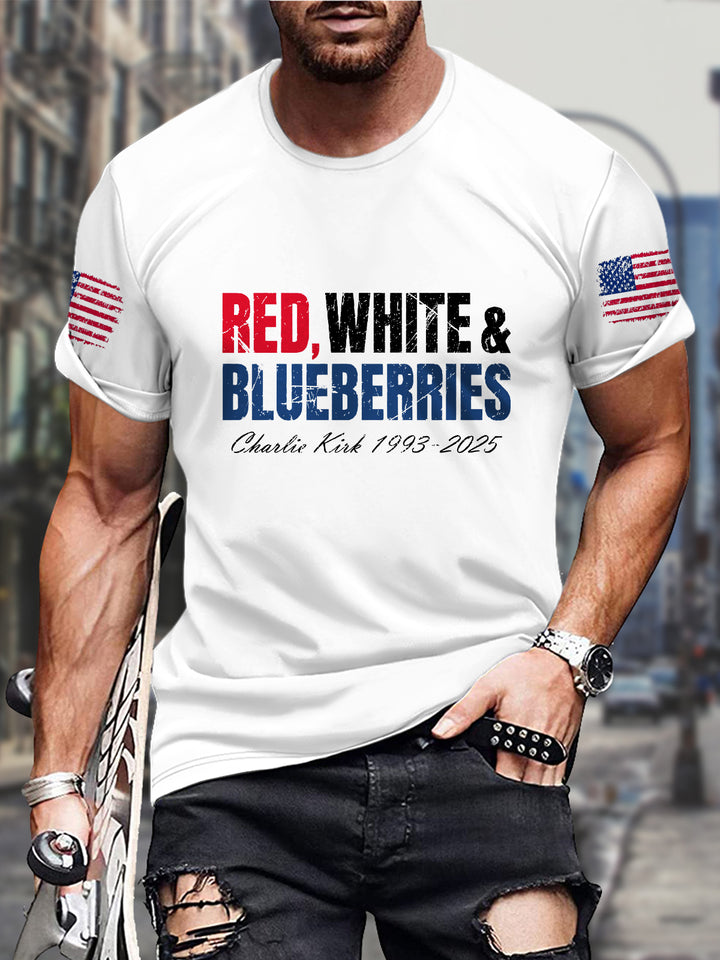 Freedom Round Neck Short Sleeve Men's T-shirt