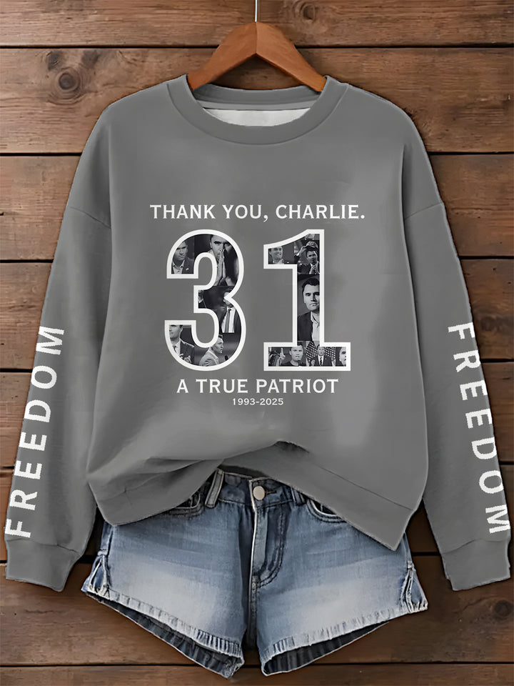 Charlie Kirk Printed Long Sleeve Casual Top
