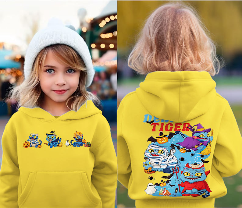 Halloween Demon Cat Derpy Children's Hooded Hoodie