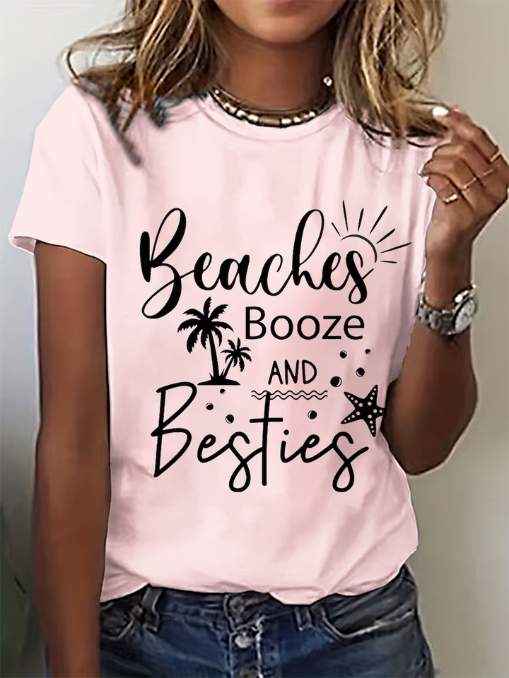 Beaches Booze & Besties Crew Neck T-shirt