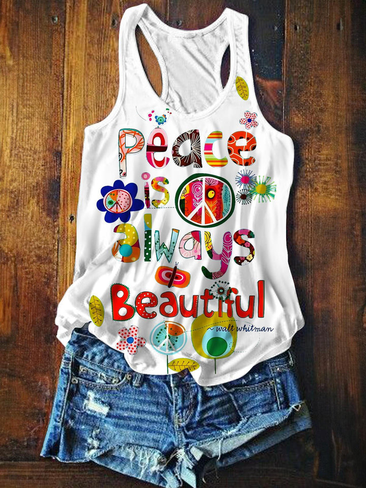Hippie Fun Print Printed Casual Tank Top
