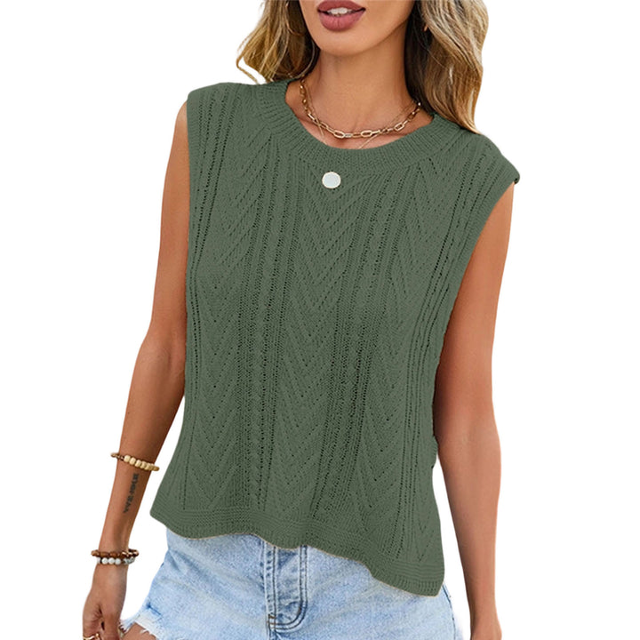 Knit Sleeveless Tops for Women Crew Neck Casual Cable Knit Tank Tops Solid Summer Sleeveless Shirt Daily Wear successful