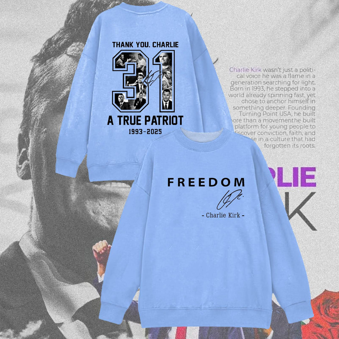 In Memory of Charlie Kirk Printed Long Sleeve Casual Top