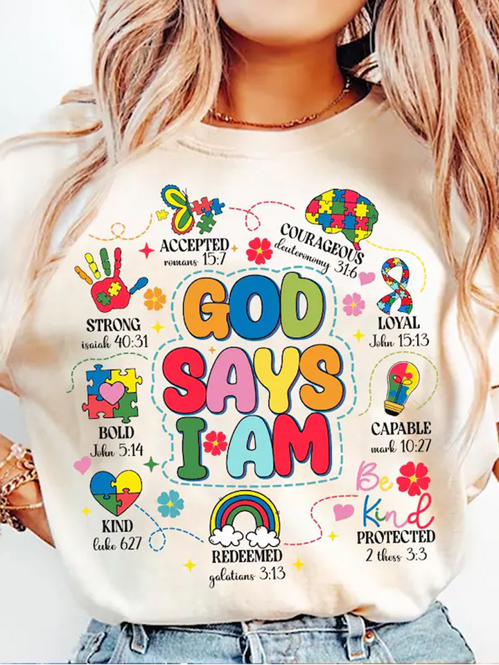 God Says I Am Crew Neck T-shirt