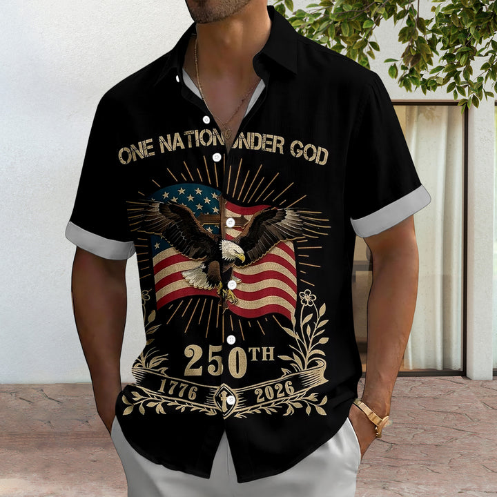 Flag Button Up Shirt Men 250 Years of Freedom Short Sleeve Hawaiian Shirts Summer Tops for Independence Day expert