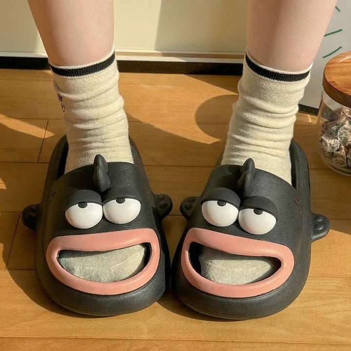 Fish Slippers for Women Open Toe Indoor Funny Animal Slippers Cartoon Anti-Slip Shower Slides for Bedroom ingenious